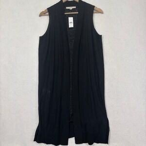 LOFT Longline Vest Womens XS NWT Linen Blend Open Front Minimalist
